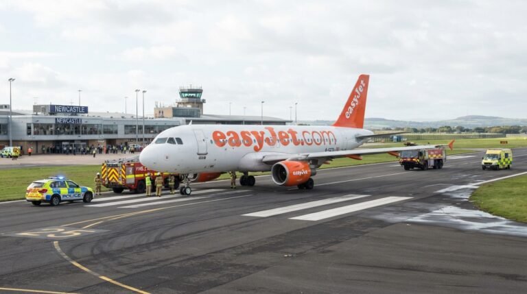 easyJet flight U2238 emergency landing Newcastle